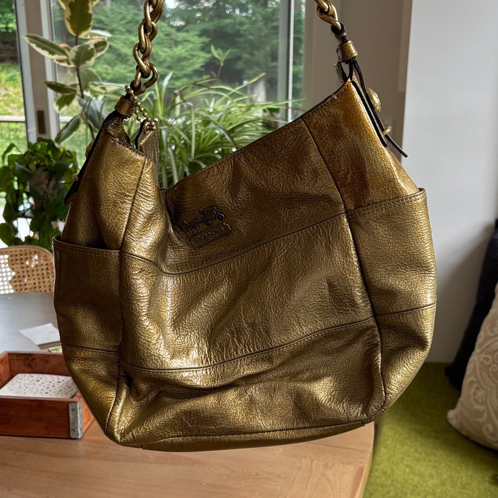 Coach Metallic Gold Shoulder Bag - Picture 1 of 4